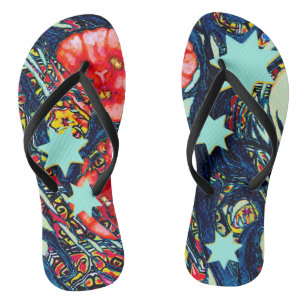 Tongs Des pavots et des étoiles design coloré moderne