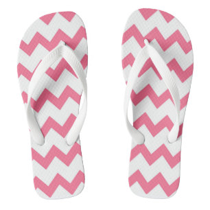 Tongs Design de chevrons en zigzag rose et blanc