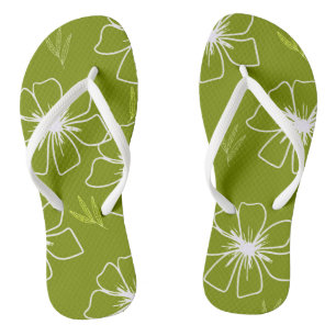 Tongs Design floral vert de chaux