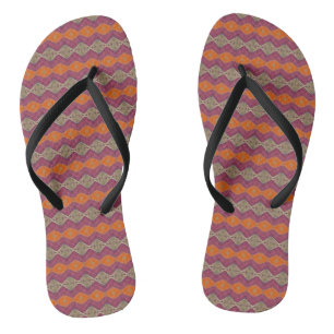 Tongs Design géométrique orange violet beige