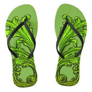 Tongs Design vert Vintage unique Swirl Ombre