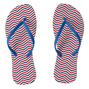 Tongs Design Zig-Zag blanc rouge et bleu