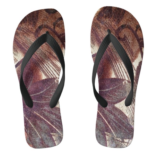 Tongs Dessin floral abstrait marron 1 (Semelle)