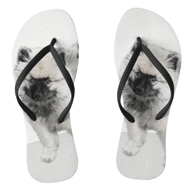 Tongs Dessin Keeshond Chiot - Joli dessin original Chien (Semelle)