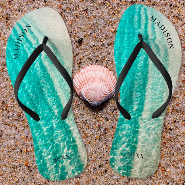 Tongs Destination Tropicale de Mariage de Plage Estival (Créateur téléchargé)