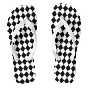 Tongs Diamant Noir et Blanc Motif Argyle