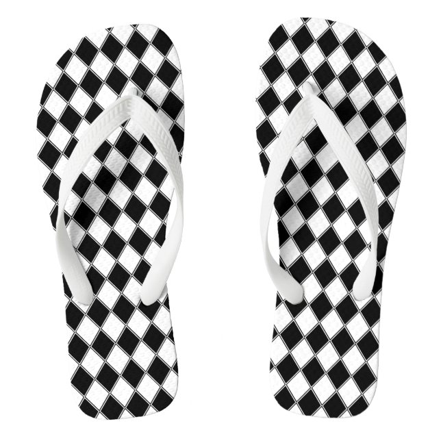 Tongs Diamant Noir et Blanc Motif Argyle (Semelle)