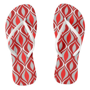 Tongs Diamants modernes du milieu du siècle, rouge et gr