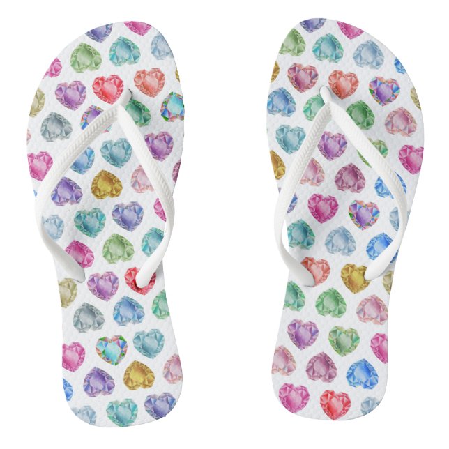 Tongs Diamond Heart Aquarelle Motif mignon Pastel Girly (Semelle)