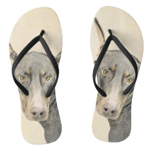 Tongs Doberman Pinscher Peinture - Art Chien original