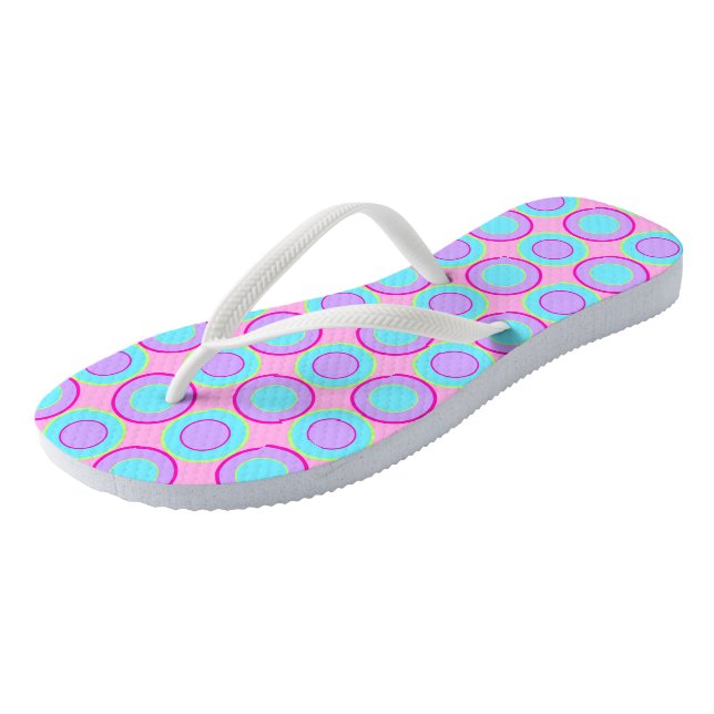 Tongs Donuts Lilac Et Turquoise Avec Remplissage Sur Ros (Incliné)
