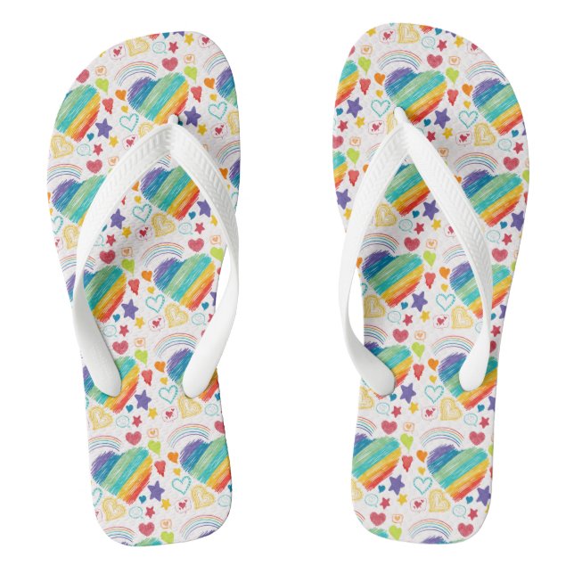 Tongs Doodle Rainbow Heart Motif (Semelle)