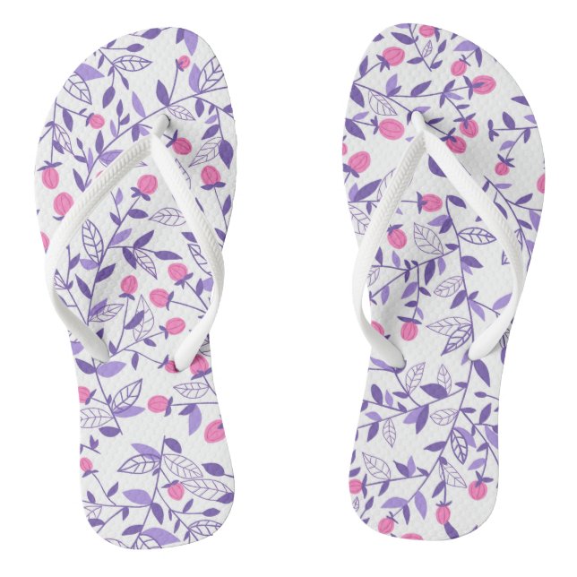 Tongs Doodles floraux rose et violet (Semelle)