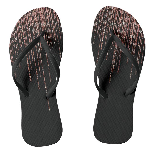 Tongs Dory Rose Noire Gold Sparkly Glitter Fringe (Semelle)