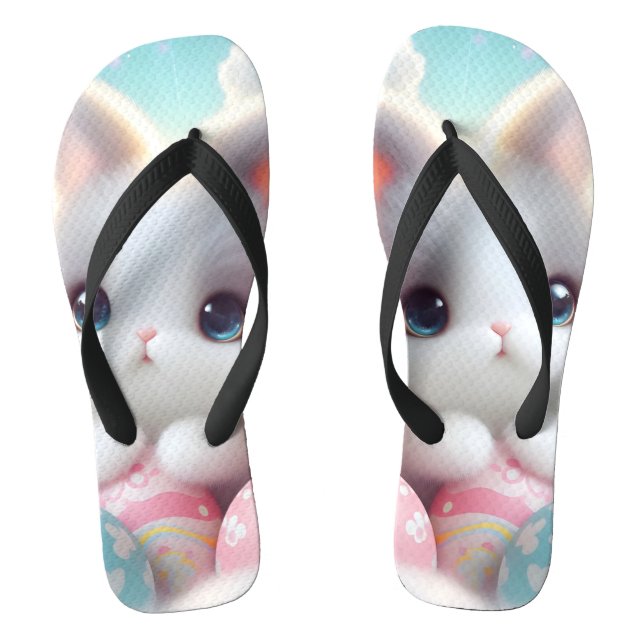Tongs Doux œufs de Pâques pastel Kawaii chaton (Semelle)
