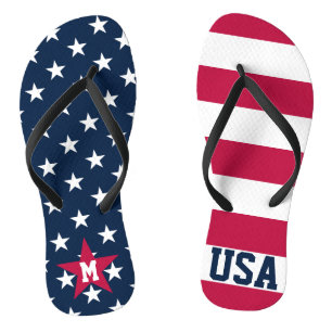 Tongs Drapeau américain monogrammé