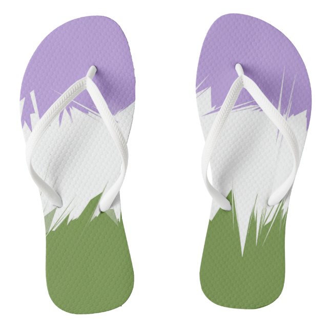 Tongs Drapeau de fierté Genderqueer abstrait ZigZag épic (Semelle)