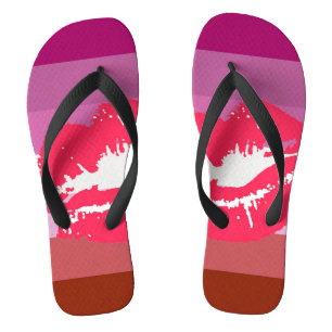 Tongs Drapeau de fierté lesbienne au rouge à lèvres