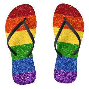 Tongs Drapeau de la Rainbow Pride de la Parties scintill