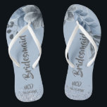 Tongs Dusty Blue Silver Flore géométrique Bridesmaid Fav<br><div class="desc">Vous aimerez ce cadre et ces fleurs géométriques bleu et argent poussiéreux,  une touche de parties scintillant argentée et des textures de papier Kraft bleu poussiéreux. Idéal pour vos célébrations mariages !</div>
