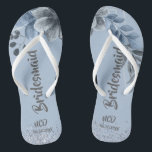 Tongs Dusty Blue Silver Flore géométrique Bridesmaid Fav<br><div class="desc">Vous aimerez ce cadre et ces fleurs géométriques bleu et argent poussiéreux,  une touche de parties scintillant argentée et des textures de papier Kraft bleu poussiéreux. Idéal pour vos célébrations mariages !</div>