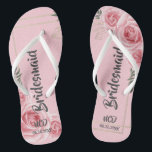 Tongs Dusty Rose Gold Crystal Floral Bridesmaid Favorise<br><div class="desc">Vous aimerez cet arrière - plan de texture en papier Kraft rose avec des flores d'aquarelle rose poussiéreuses doré cadre géométrique avec des cristaux. Idéal pour votre fête mariage !</div>
