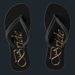 Tongs Écriture en or noir marié élégant mariage chic<br><div class="desc">Bride,  écriture or et noir élégant mariage Flip Flops</div>