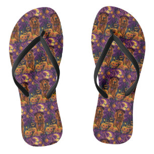 Tongs Éffrayant Irish Red Setter Citrouille de sorcière 