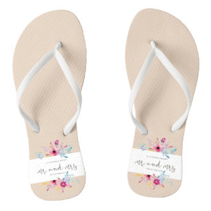 Tongs Élégant Floral M. & Mme Mariage  Retourner les t