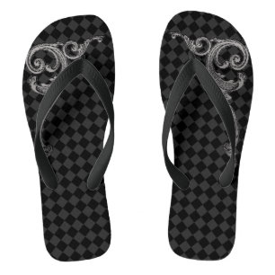 Tongs Élégant Goth Swirl Design Flip Flops