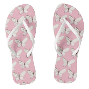 Tongs Élégant Papillons rose Motif