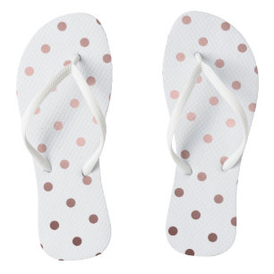 Tongs élégant pois d'or clair rose