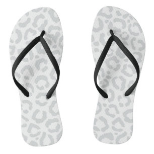 Tongs Elegant White Gray Leopard Cheetah Animal Print