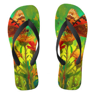 Tongs Embrassez la diversité - Papillons et fleurs sauva