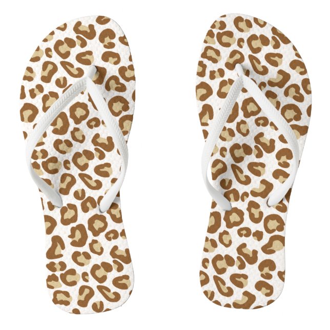 Tongs Empreinte de léopard de neige, beige, tan et crème (Semelle)