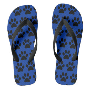 Tongs Empreintes de Patte de Chien Mignon Noir Bleu