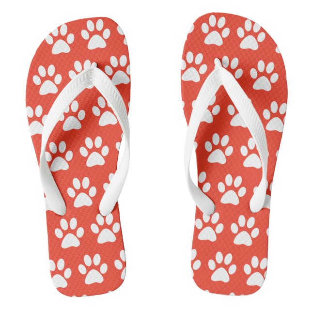 Tongs Empreintes de patte de chien sur corail foncé (Semelle)