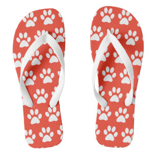 Tongs Empreintes de pattes de chien mignon Motif rouge b