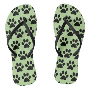 Tongs Empreintes de pattes de chien mignon Motif vert él