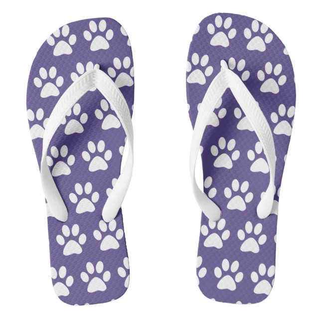 Tongs Empreintes de pattes de chiens sur violet (Semelle)