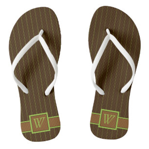 Tongs en chocolat avec rayures au citron vert