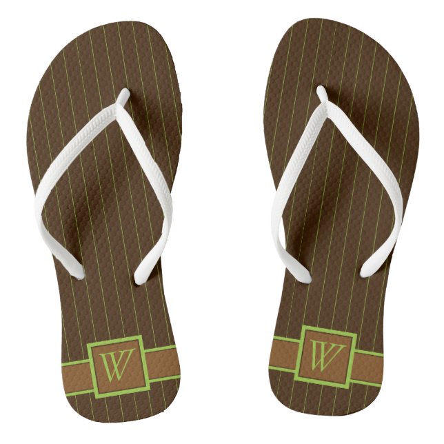 Tongs en chocolat avec rayures au citron vert (Semelle)