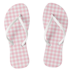Tongs En vichy chèques de taille moyenne rose et blanche