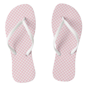 Tongs En vichy en diagonale rose et blanc