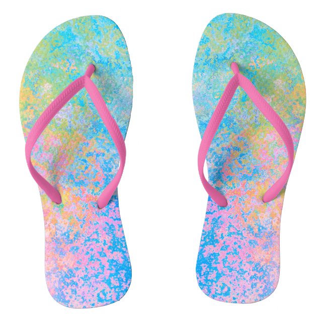 Tongs Encre d'alcool peinte Neon Pastel Sky Abstraite (Semelle)