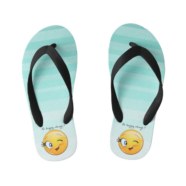 Tongs Enfants Adorable Winking Emoji Face-Be heureux toujours (Semelle)