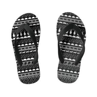 Tongs Enfants Animaux blancs noirs