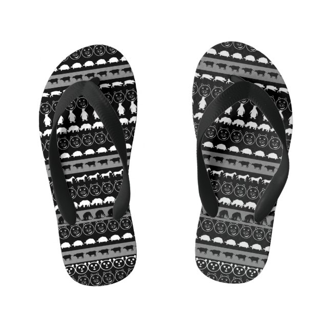 Tongs Enfants Animaux blancs noirs (Semelle)