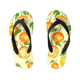 Tongs Enfants Aquarelle agrumes, motif tropical.