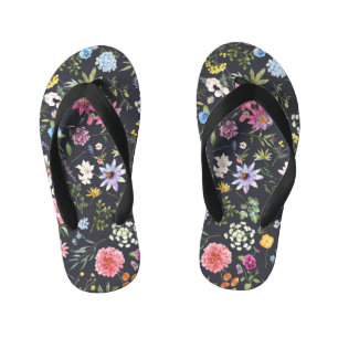 Tongs Enfants Aquarelle Florale : Motif d'été doux.